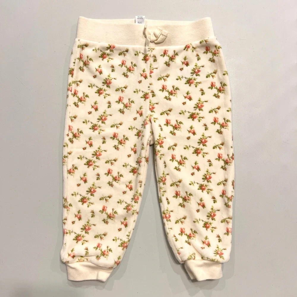 Ralph Lauren Girls 18M Floral Velour Jogger Set‎ Coquette Cottagecore Lounge